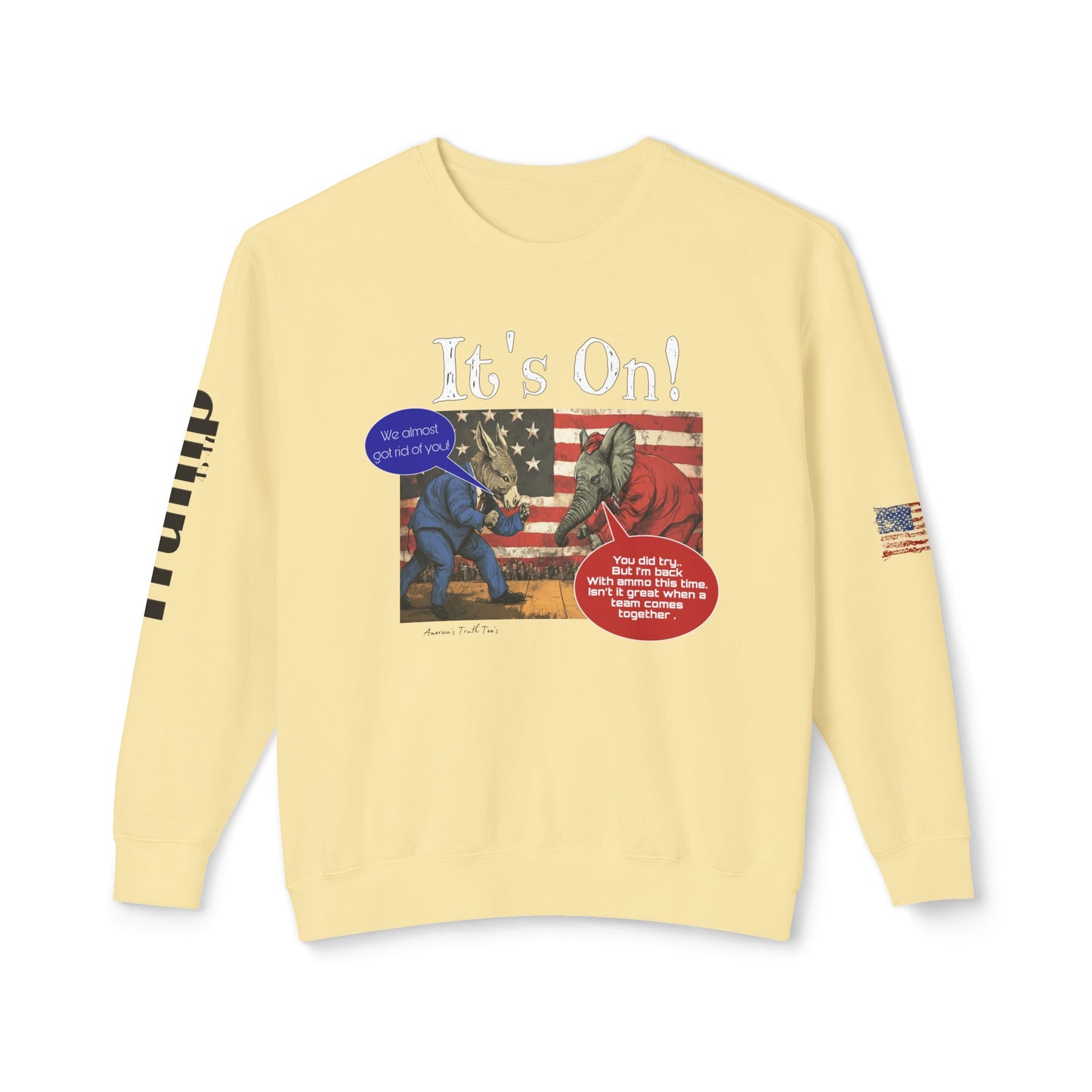 It’s on Trump cartoon print, Unisex Lightweight Crewneck Sweatshirt