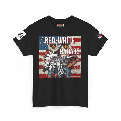 R- patriotic red white and badass trump print, Unisex Heavy Cotton Tee