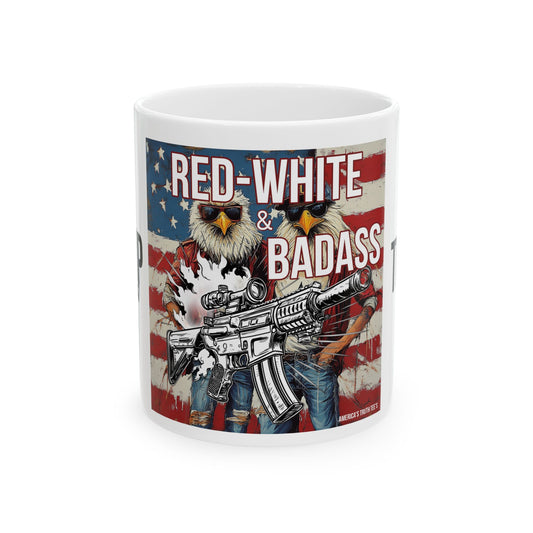 Red white and BA trump print, Ceramic Mug, (11oz, 15oz)