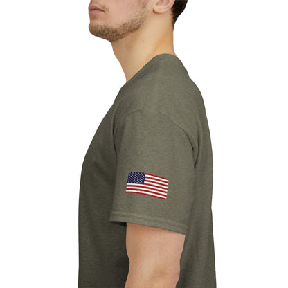 R- patriotic red white and badass trump print, Unisex Heavy Cotton Tee