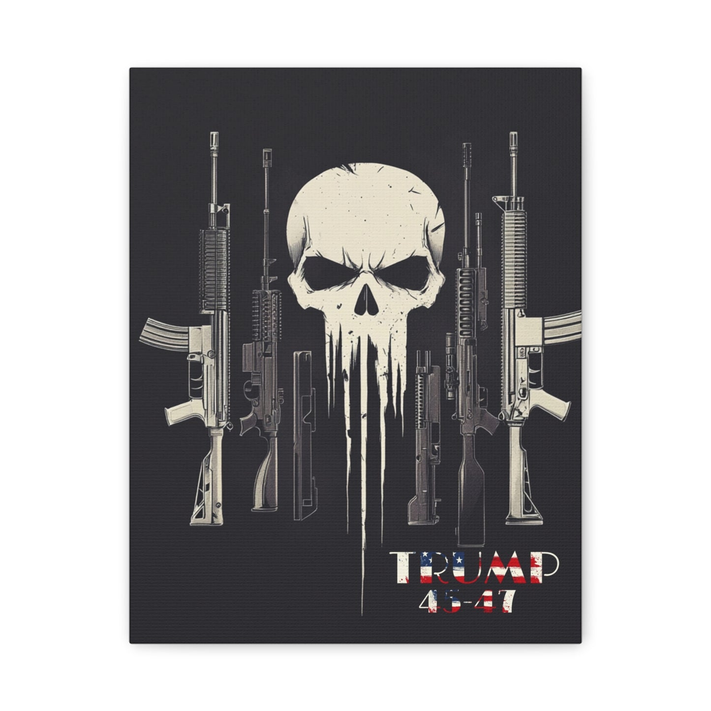 Trump print with skulls and guns, Matte Canvas, Stretched, 1.25"