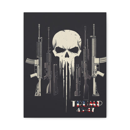 Trump print with skulls and guns, Matte Canvas, Stretched, 1.25"