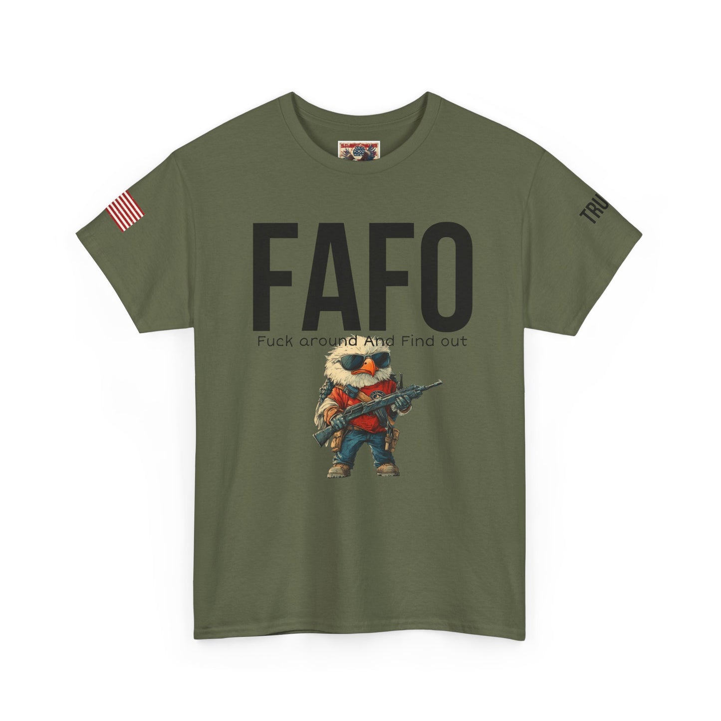 patriotic cartoon  f around print, Unisex Heavy Cotton Tee