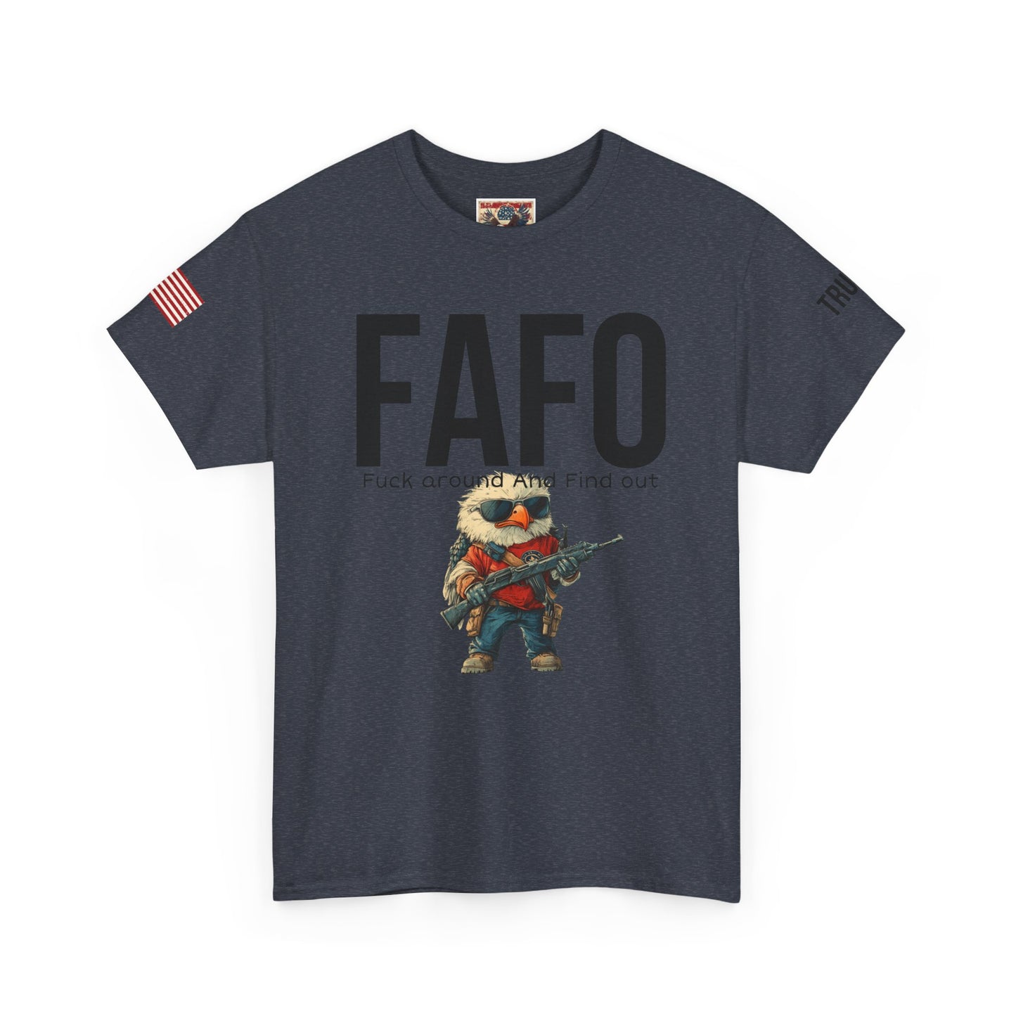 patriotic cartoon  f around print, Unisex Heavy Cotton Tee