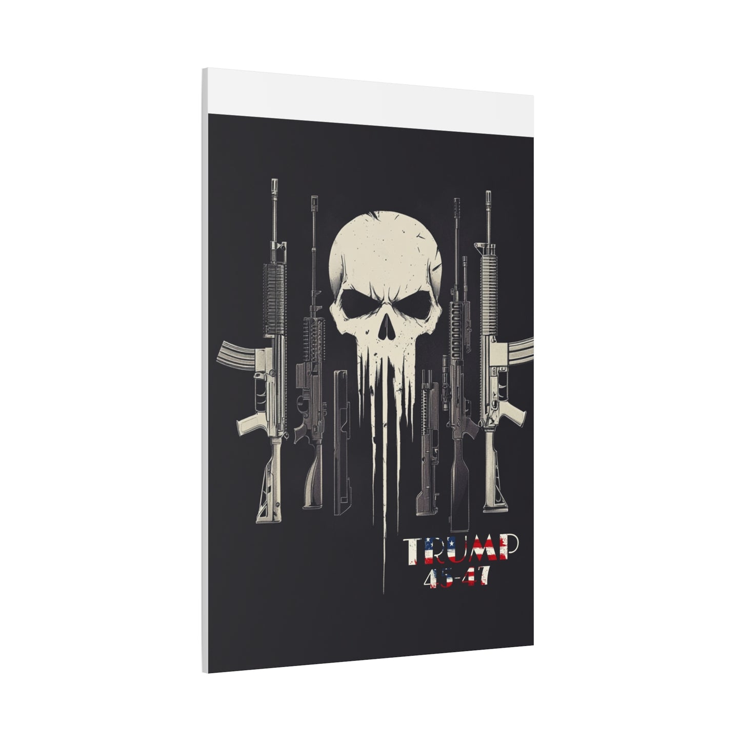 Trump print with skulls and guns, Matte Canvas, Stretched, 1.25"