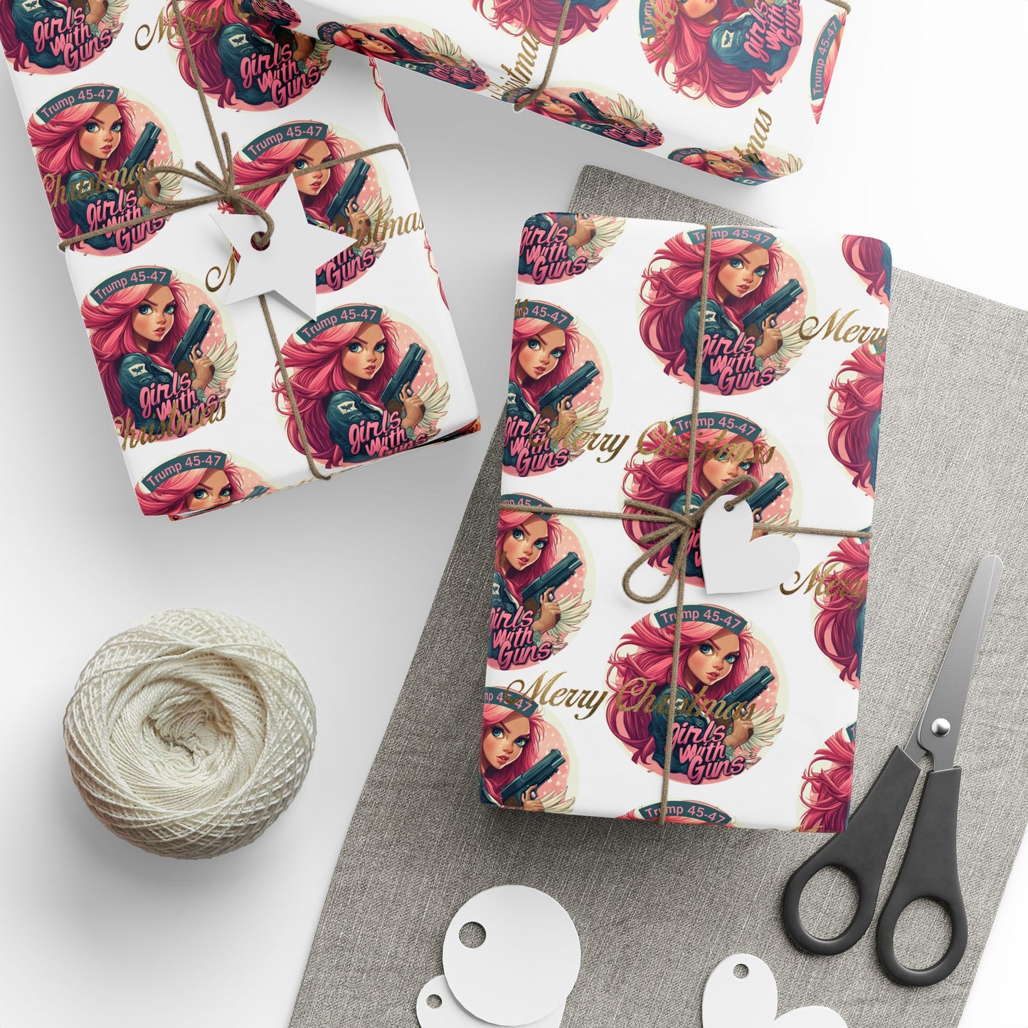 Trump/ Girls with guns Christmas Wrapping Papers