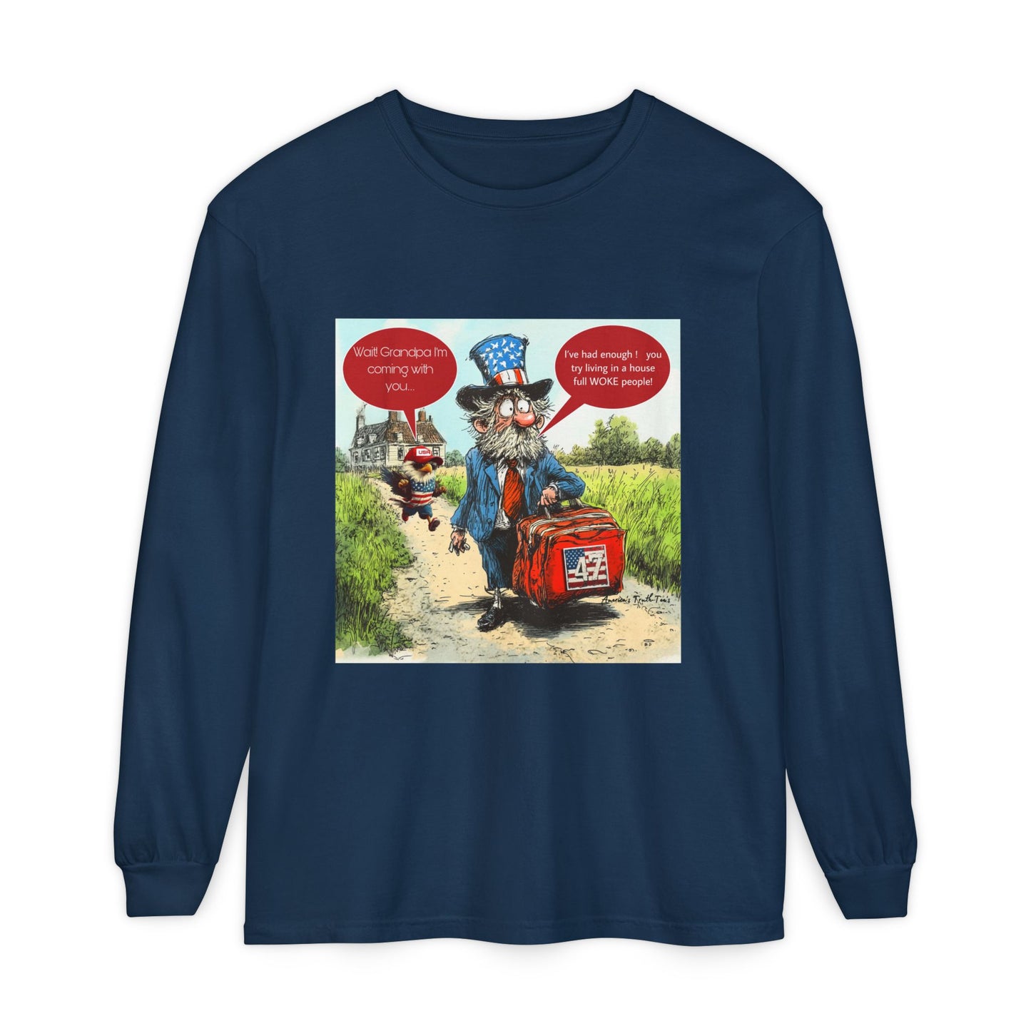 Political cartoon, Unisex Garment-dyed Long Sleeve T-Shirt