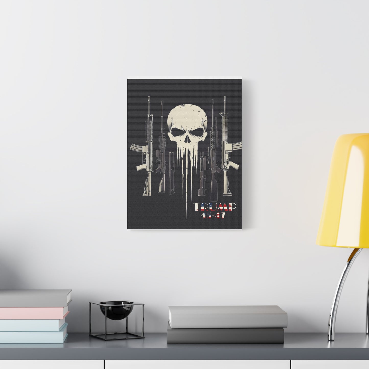 Trump print with skulls and guns, Matte Canvas, Stretched, 1.25"