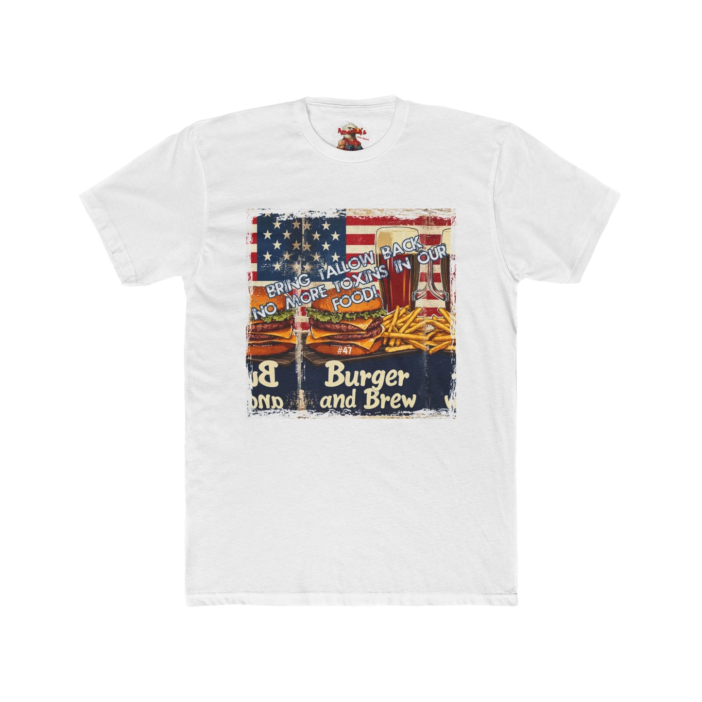 Vintage Burger & Brew Unisex Cotton Crew Tee - 45-47 Trump Support