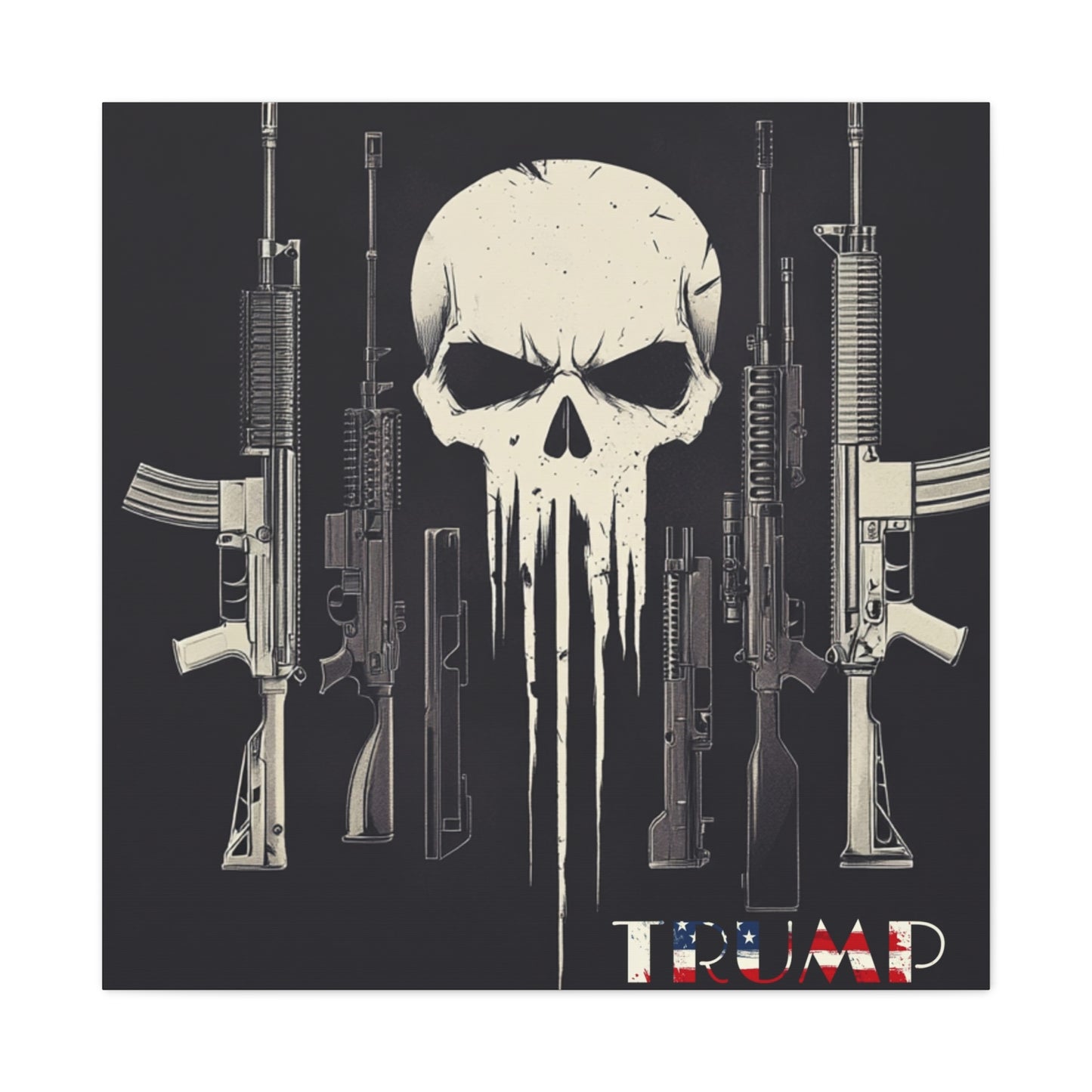 Trump print with skulls and guns, Matte Canvas, Stretched, 1.25"
