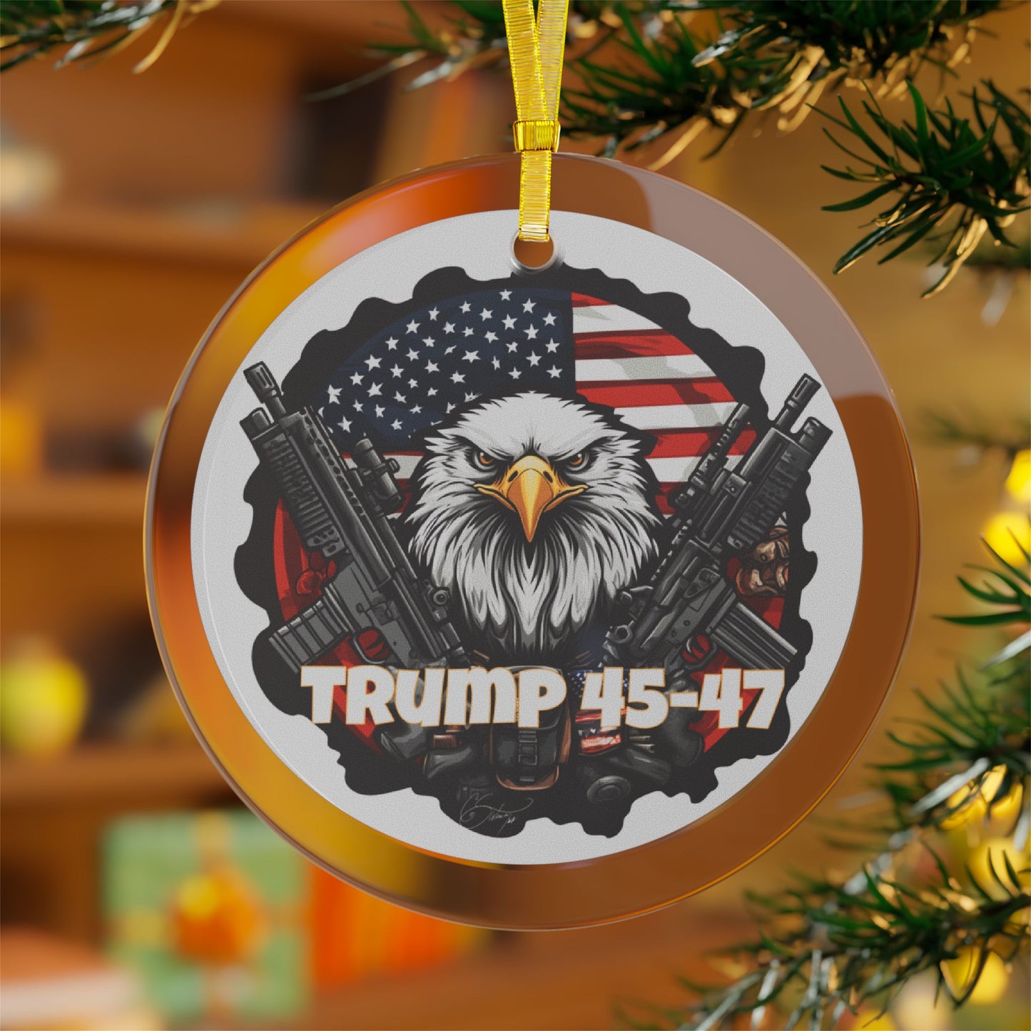 Trump Christmas Glass Ornaments