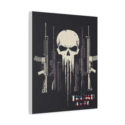Trump print with skulls and guns, Matte Canvas, Stretched, 1.25"