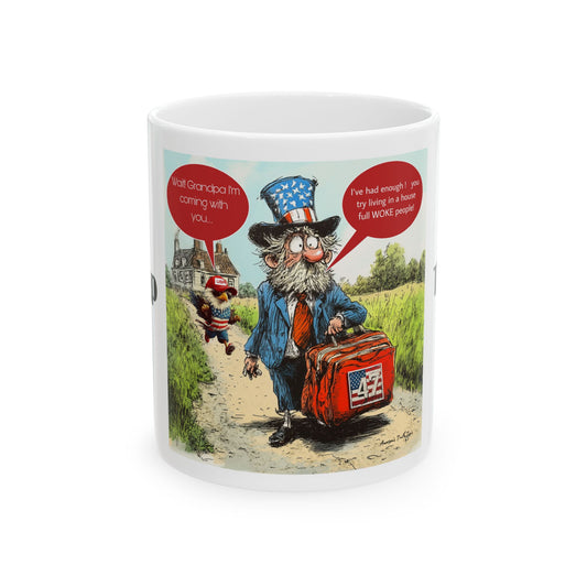 Patriotic trump cartoon print, Ceramic Mug, (11oz, 15oz)