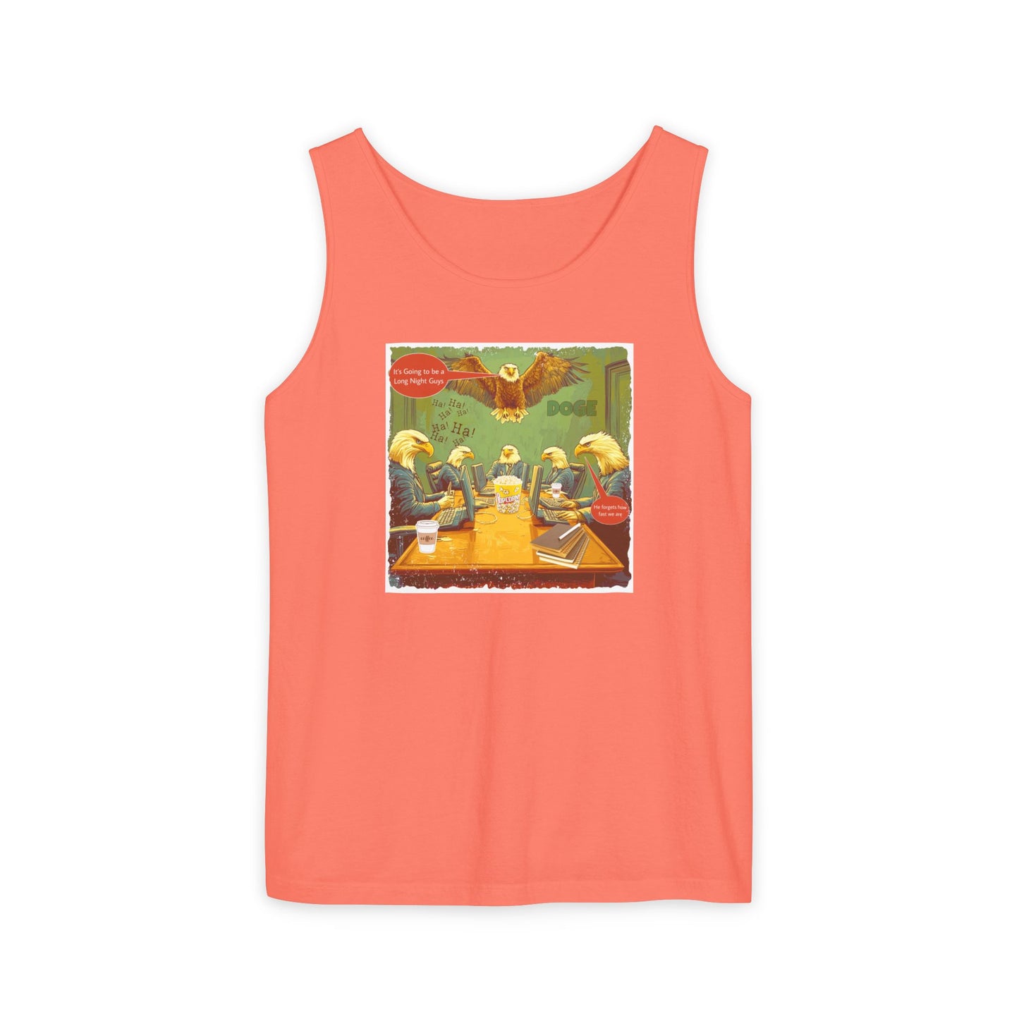 Doge trump cartoon print, Unisex Garment-Dyed Tank Top