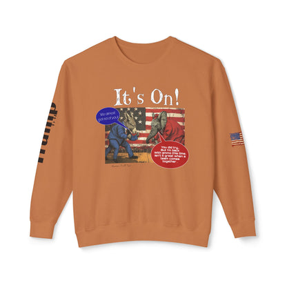 It’s on Trump cartoon print, Unisex Lightweight Crewneck Sweatshirt