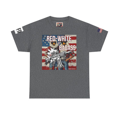 R- patriotic red white and badass trump print, Unisex Heavy Cotton Tee