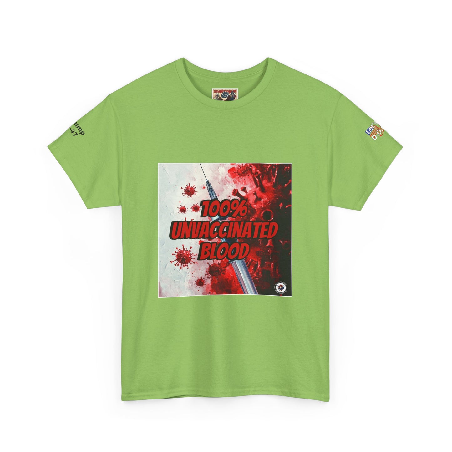 100% and vaccinated blood print, Unisex Heavy Cotton Tee