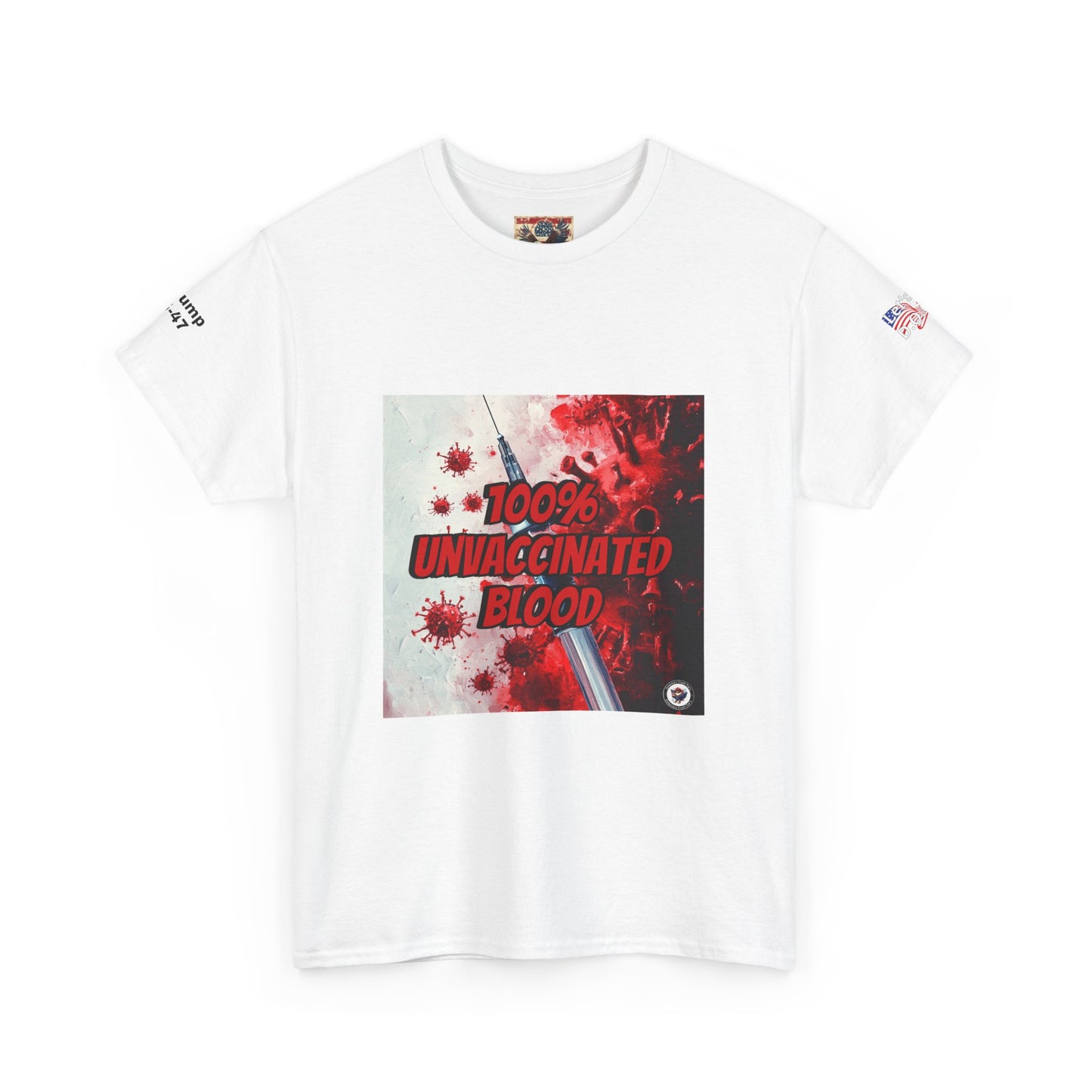 100% and vaccinated blood print, Unisex Heavy Cotton Tee