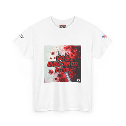 100% and vaccinated blood print, Unisex Heavy Cotton Tee