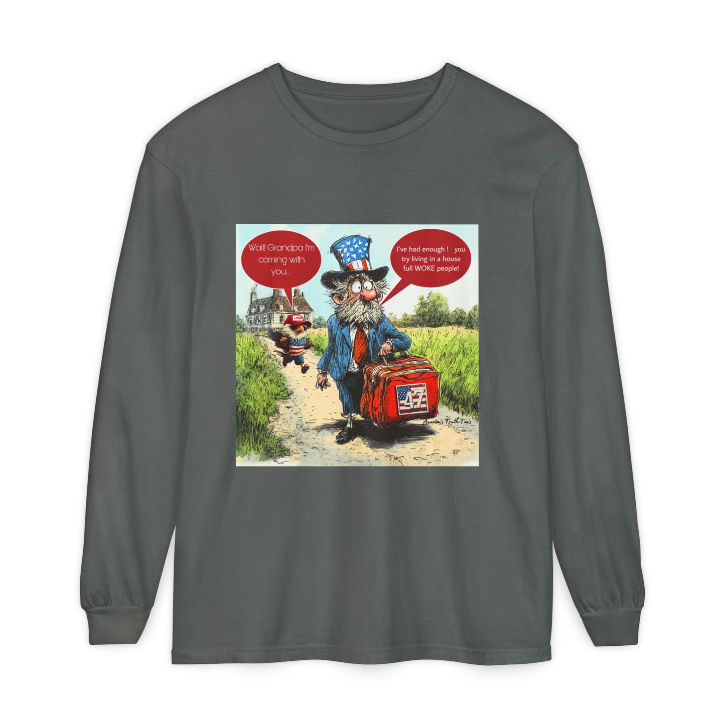 Political cartoon, Unisex Garment-dyed Long Sleeve T-Shirt