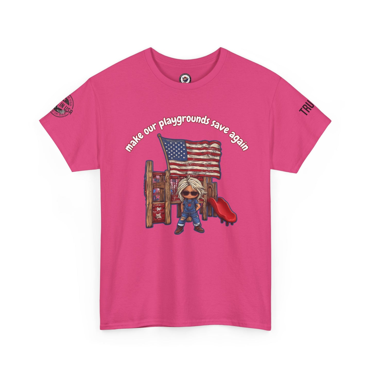 Make our playgrounds safe again trump print, Unisex Heavy Cotton Tee