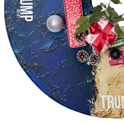 Red white and blue trump, print Christmas Tree Skirts