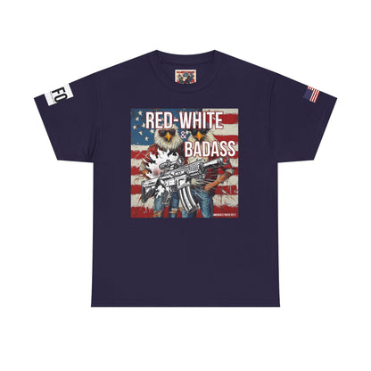 R- patriotic red white and badass trump print, Unisex Heavy Cotton Tee