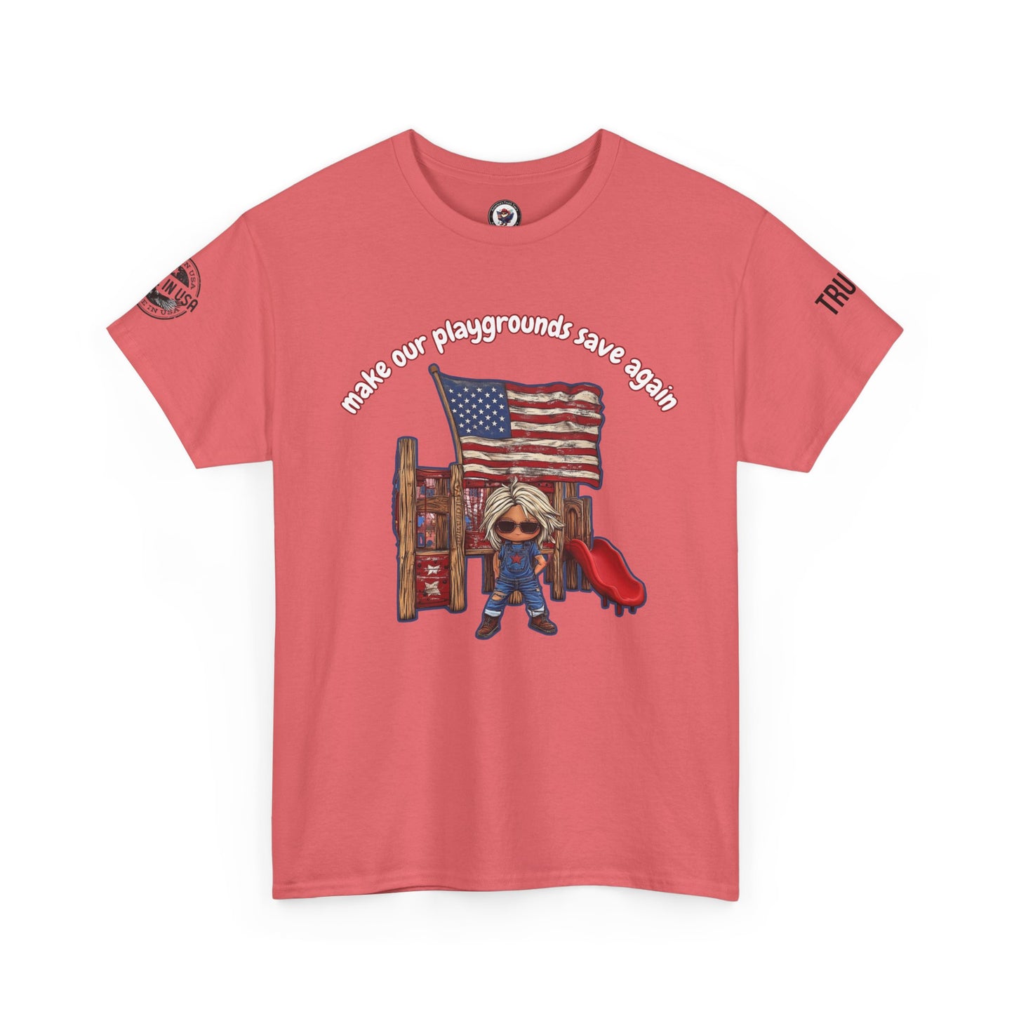 Make our playgrounds safe again trump print, Unisex Heavy Cotton Tee