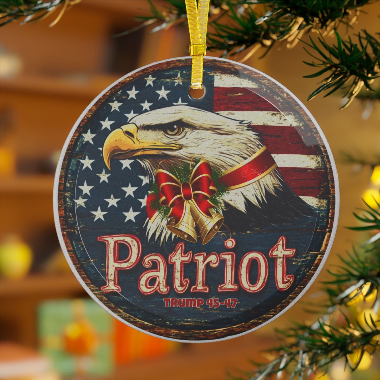 Patriot/Trump 45-47 Glass Ornaments