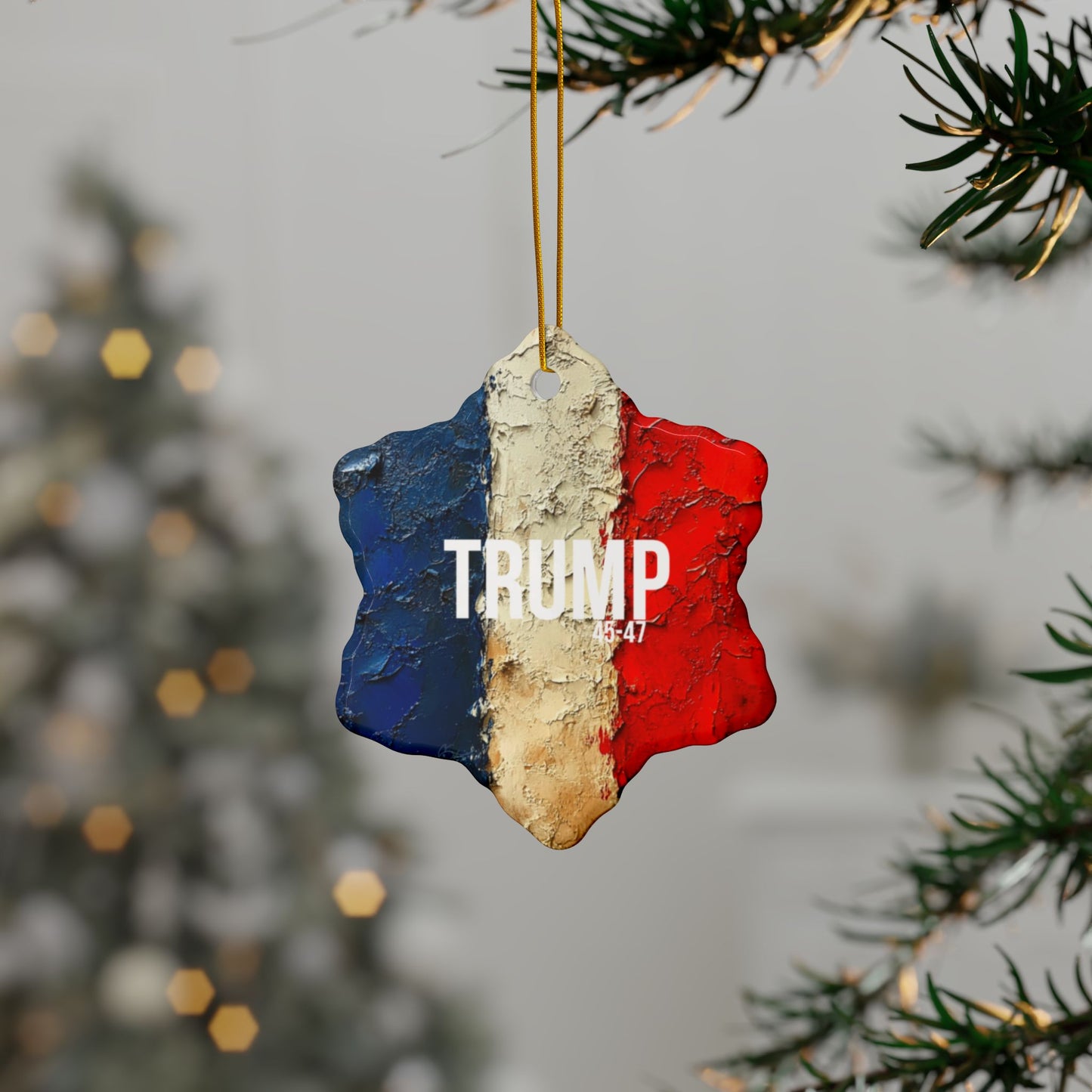 Red white and blue trump print Ceramic Ornaments, 2-Side Print, (1pc, 3pcs, 5pcs, 10pcs)