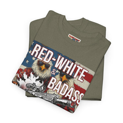 R- patriotic red white and badass trump print, Unisex Heavy Cotton Tee