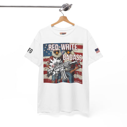 R- patriotic red white and badass trump print, Unisex Heavy Cotton Tee