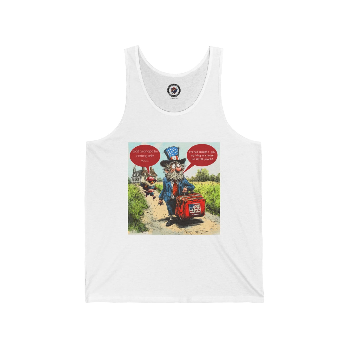 Political cartoon print Unisex Jersey Tank