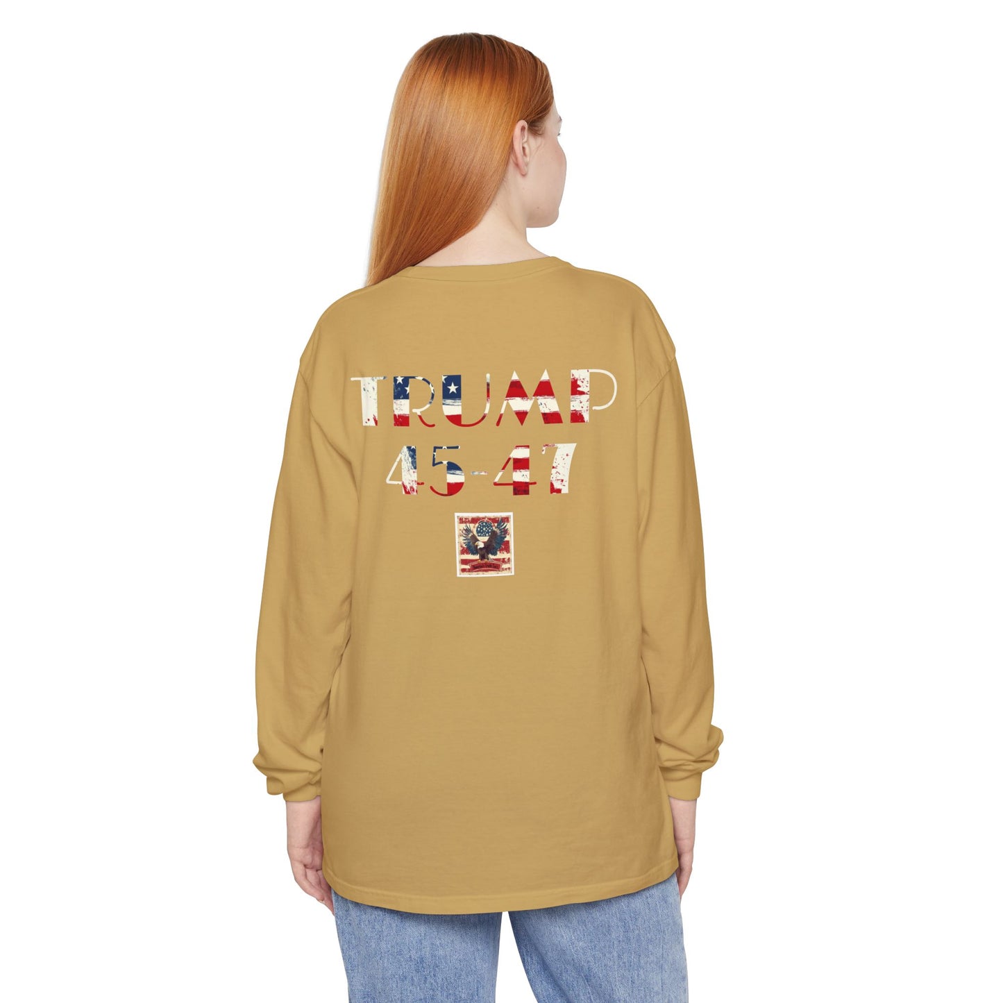 Maga usa American patriot print, Unisex Garment-dyed Long Sleeve T-Shirt