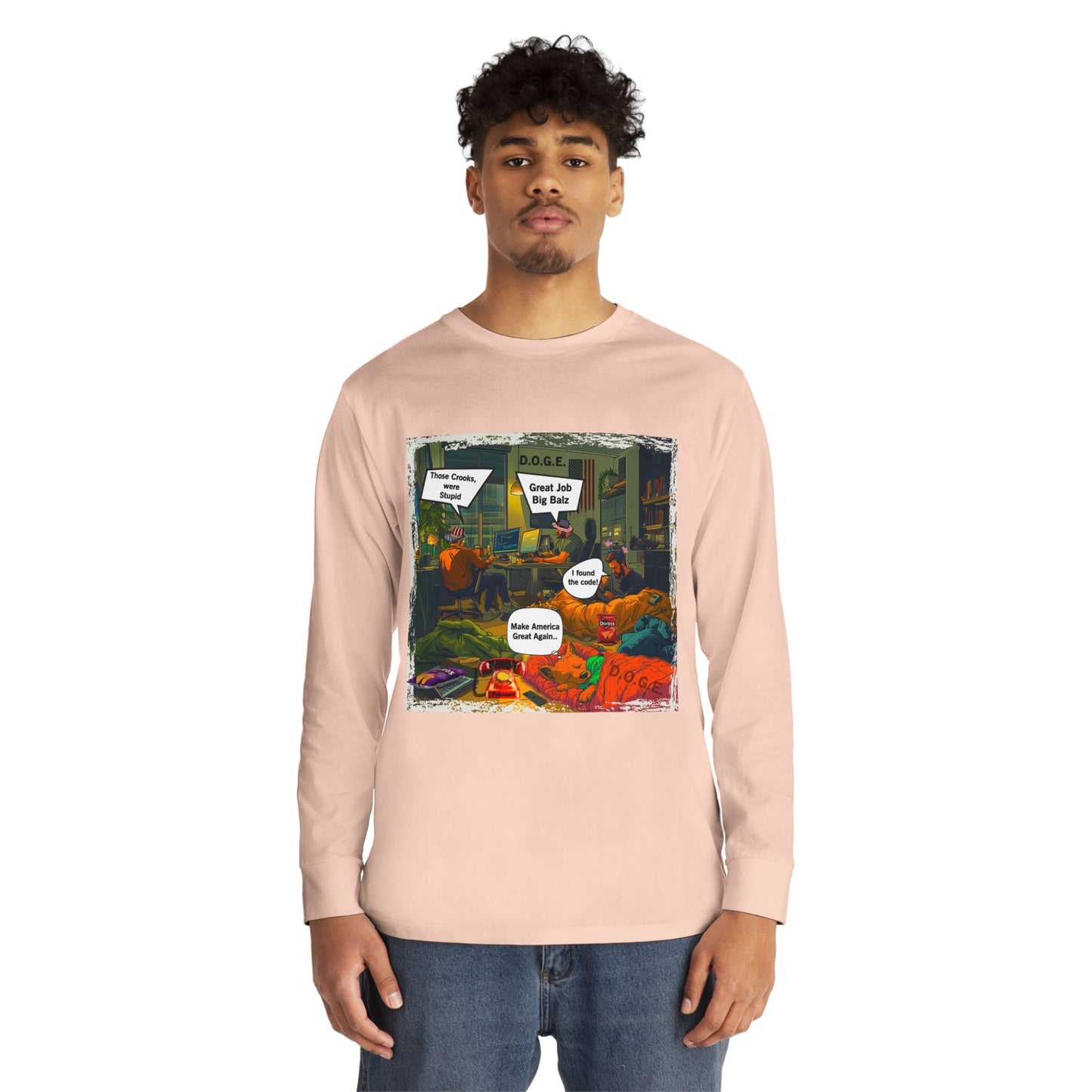 Long Sleeve Tee Doge Cartoon Print