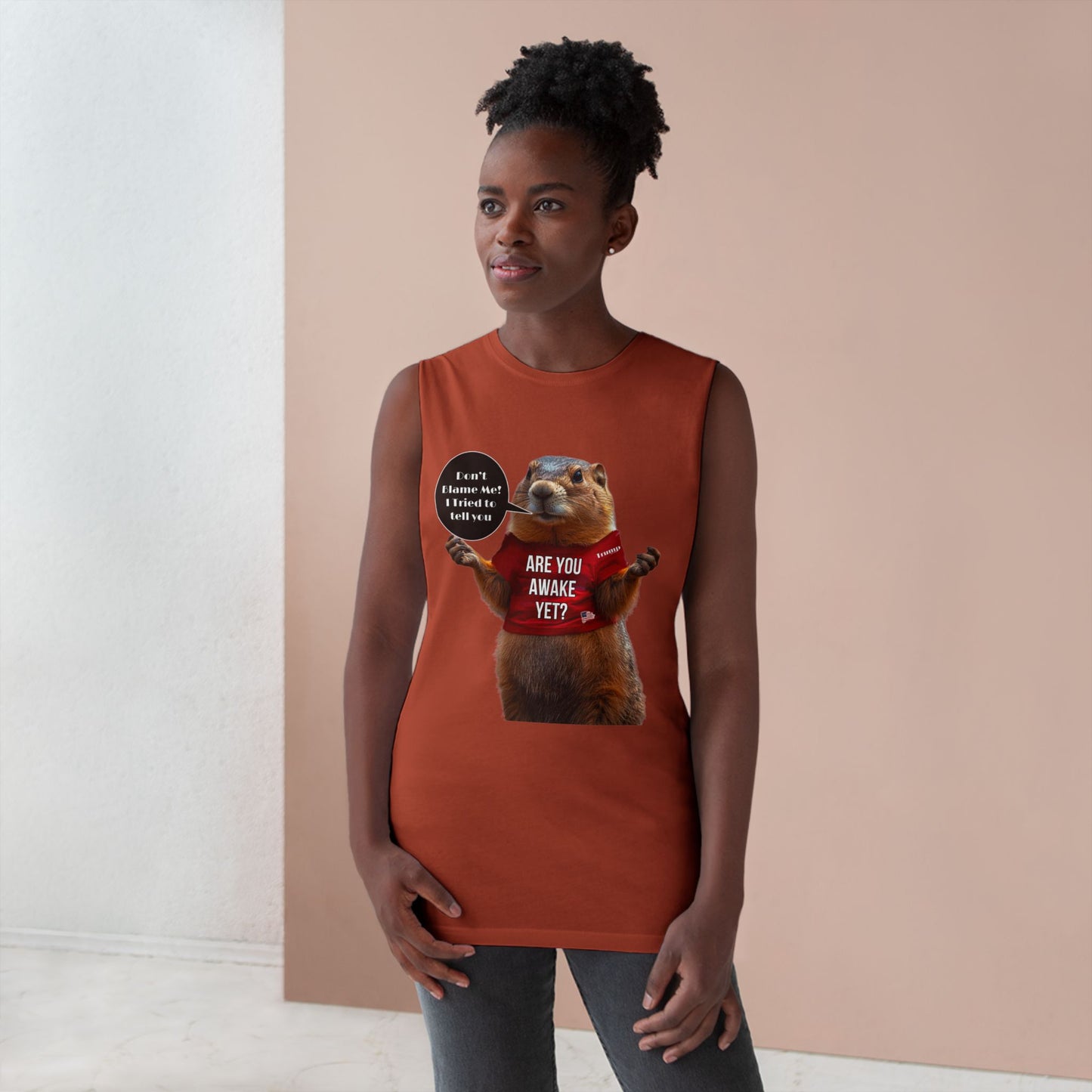 Cartoon patriotic don’t blame me print ,Unisex Barnard Tank