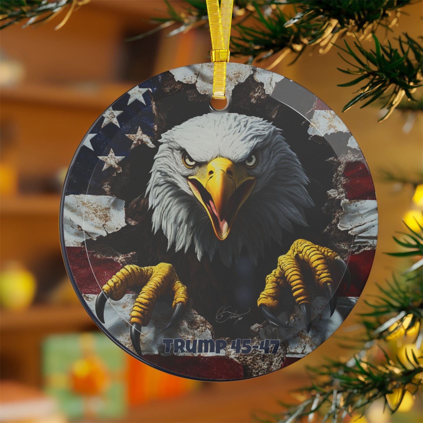 Trump 45-47 Glass Ornaments