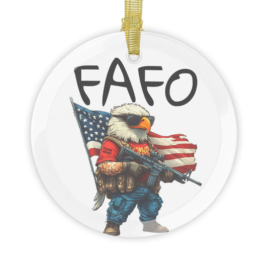 FAFO trump 45-47 Glass Ornaments