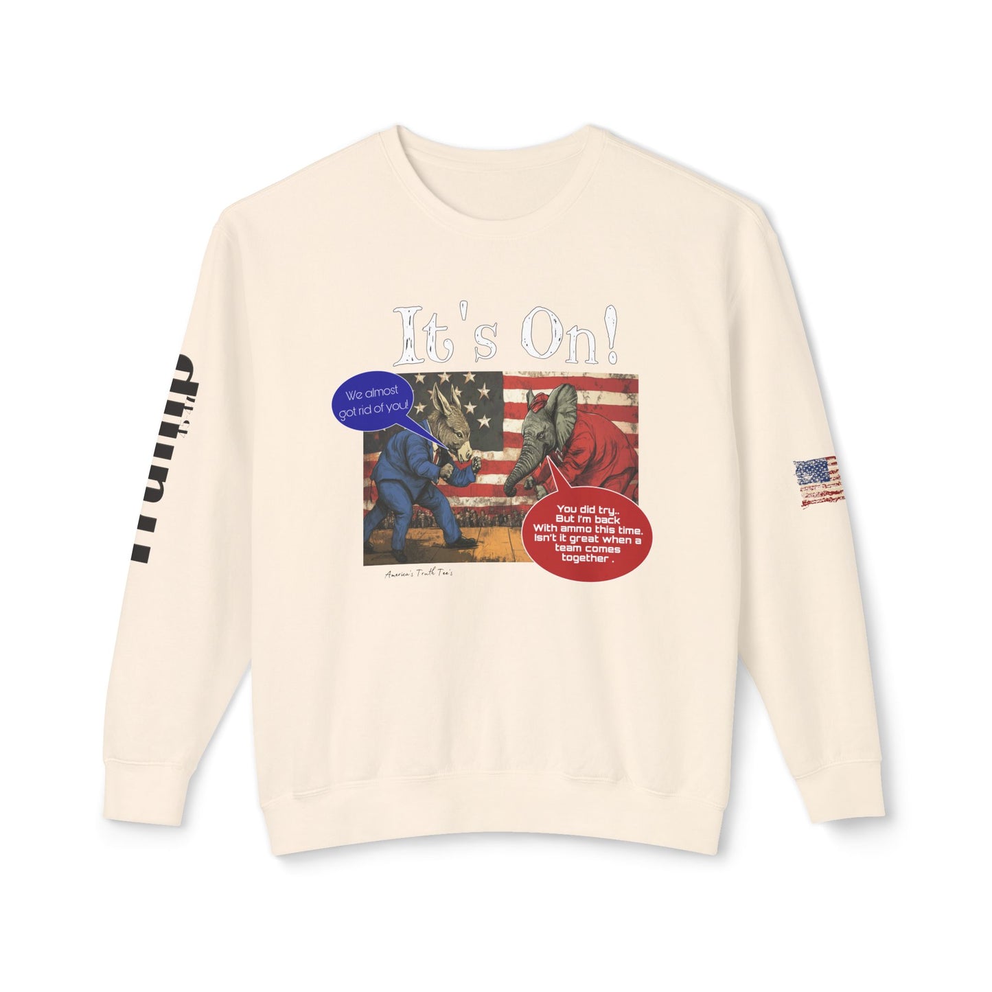 It’s on Trump cartoon print, Unisex Lightweight Crewneck Sweatshirt