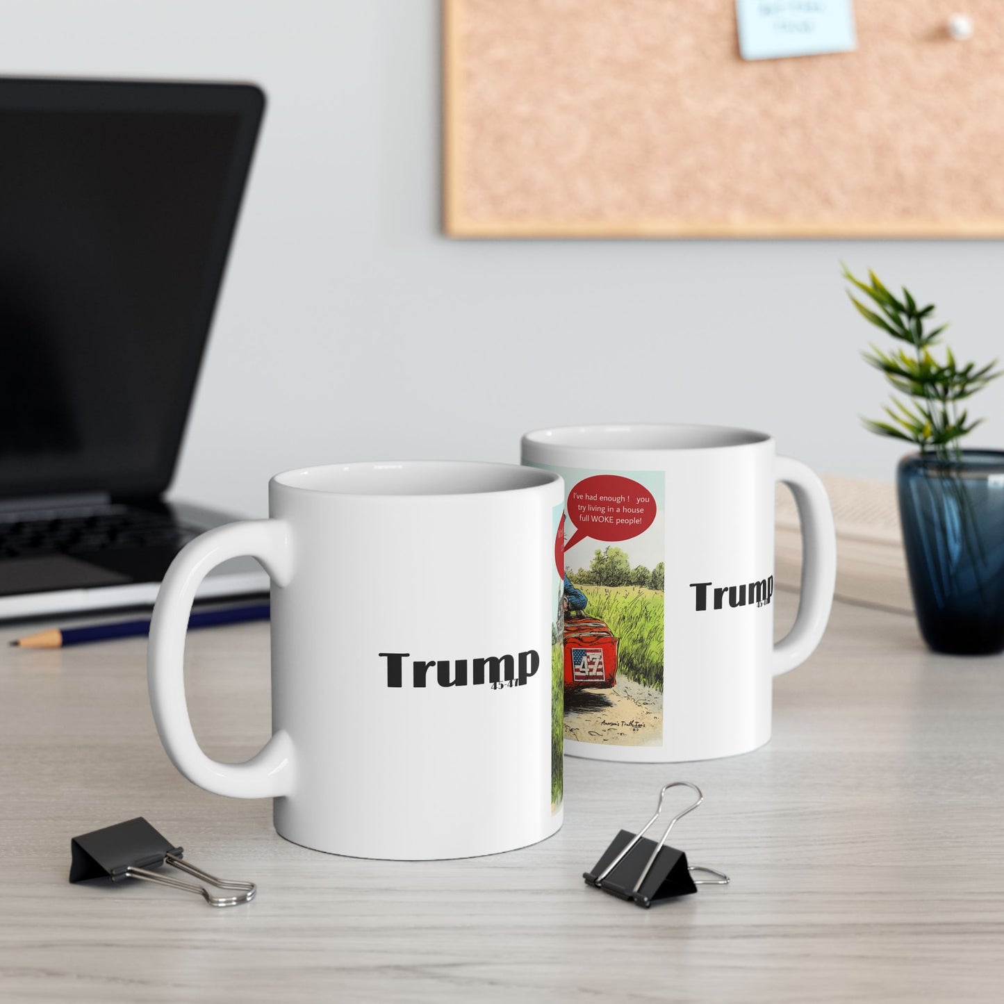 Patriotic trump cartoon print, Ceramic Mug, (11oz, 15oz)