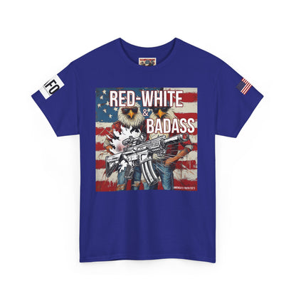 R- patriotic red white and badass trump print, Unisex Heavy Cotton Tee