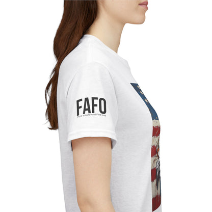 R- patriotic red white and badass trump print, Unisex Heavy Cotton Tee