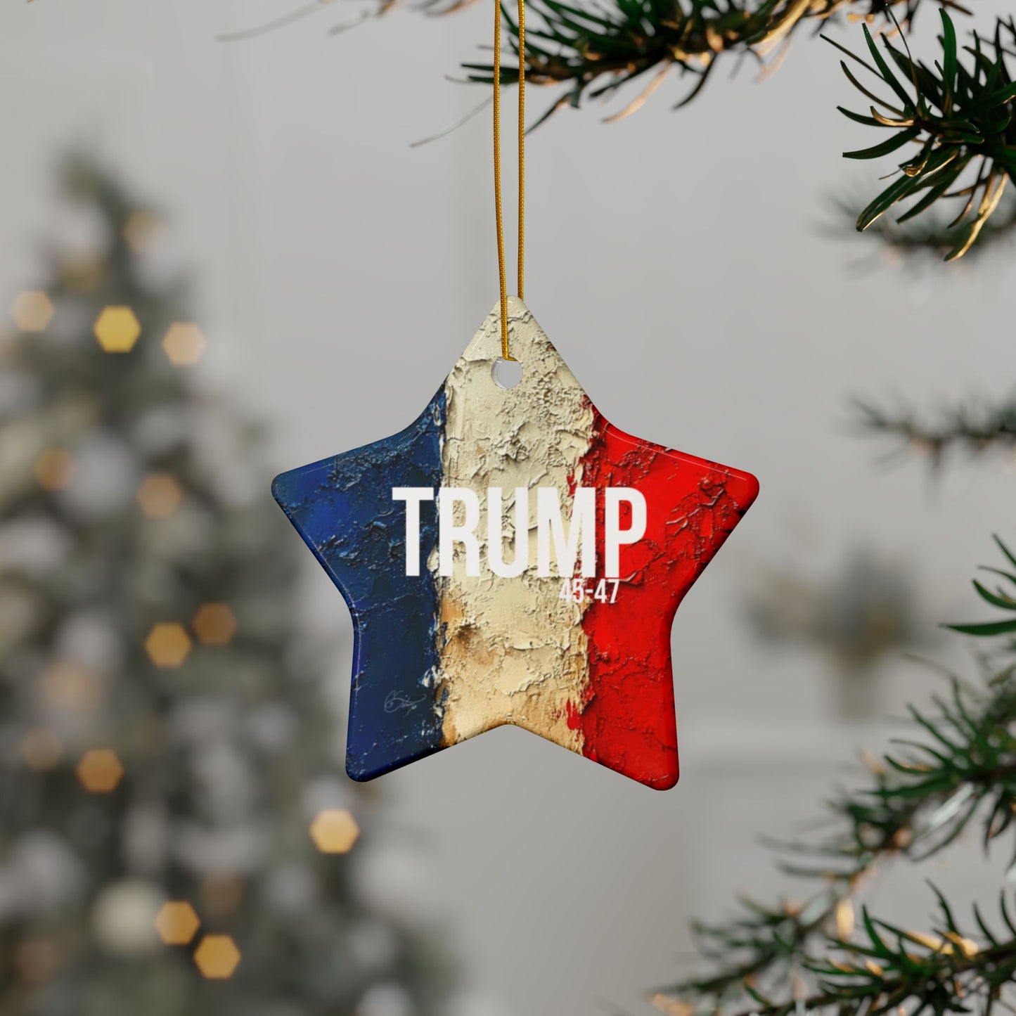 Red white and blue trump print Ceramic Ornaments, 2-Side Print, (1pc, 3pcs, 5pcs, 10pcs)