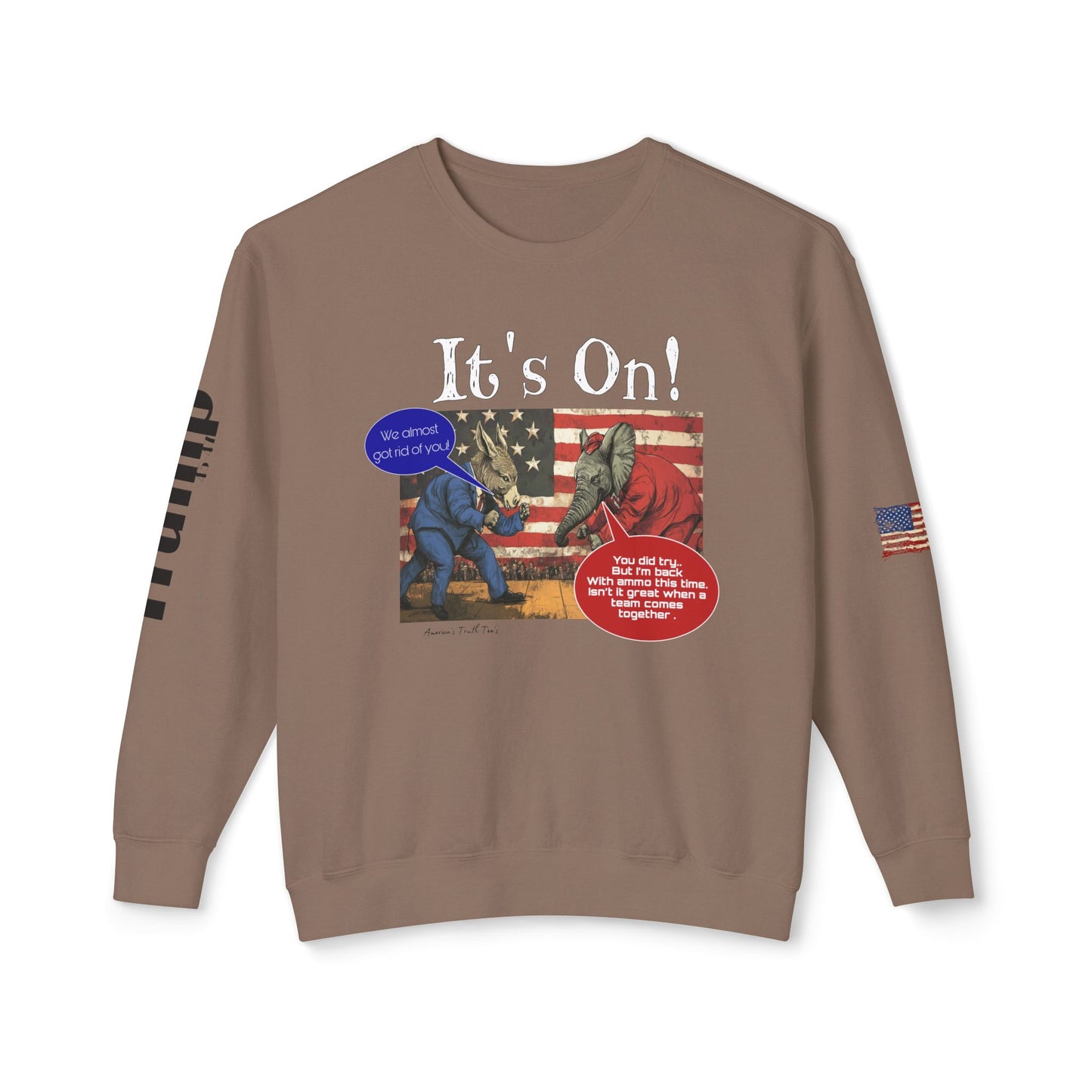 It’s on Trump cartoon print, Unisex Lightweight Crewneck Sweatshirt