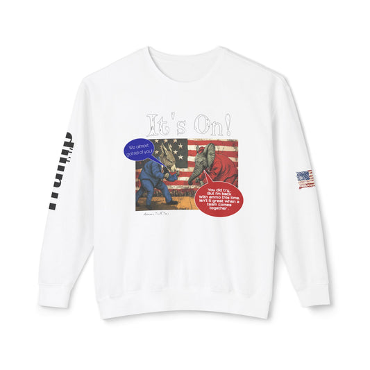 It’s on Trump cartoon print, Unisex Lightweight Crewneck Sweatshirt