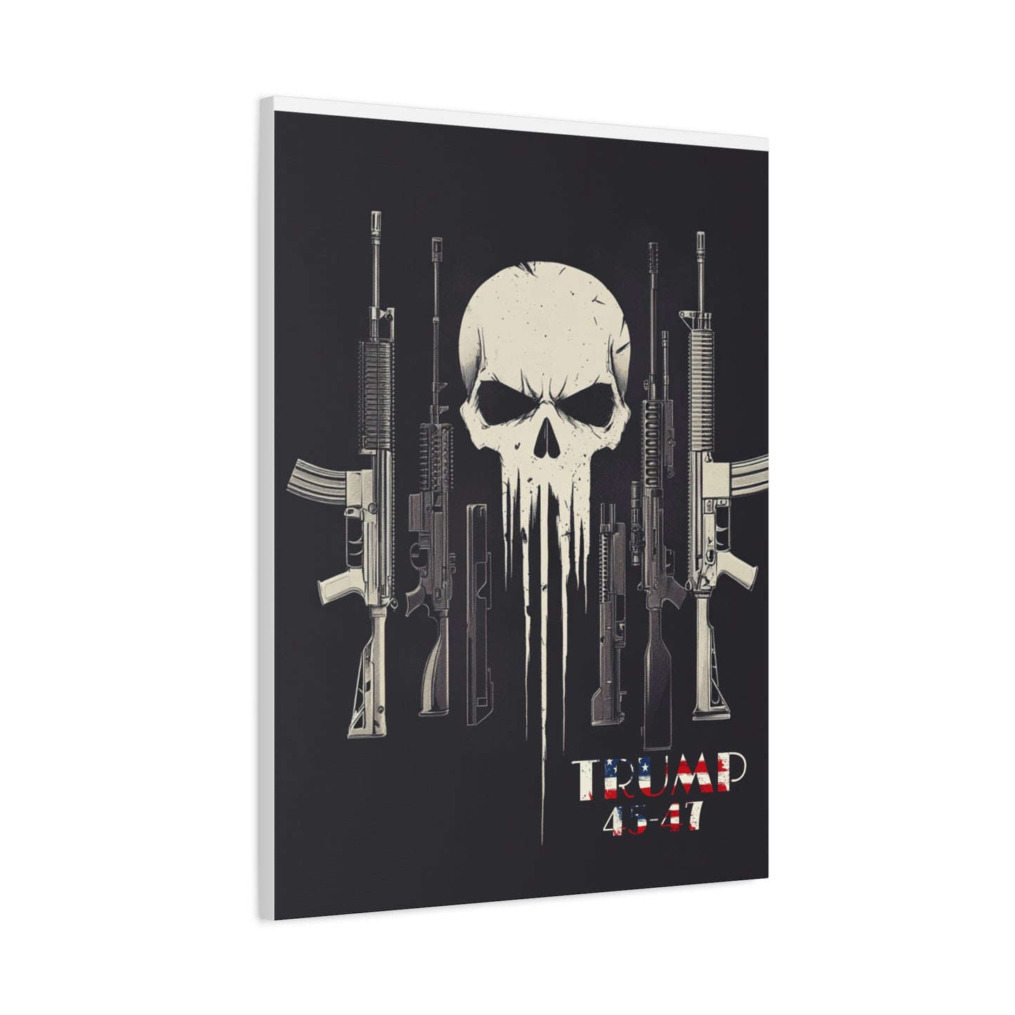 Trump print with skulls and guns, Matte Canvas, Stretched, 1.25"