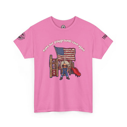 Make our playgrounds safe again trump print, Unisex Heavy Cotton Tee