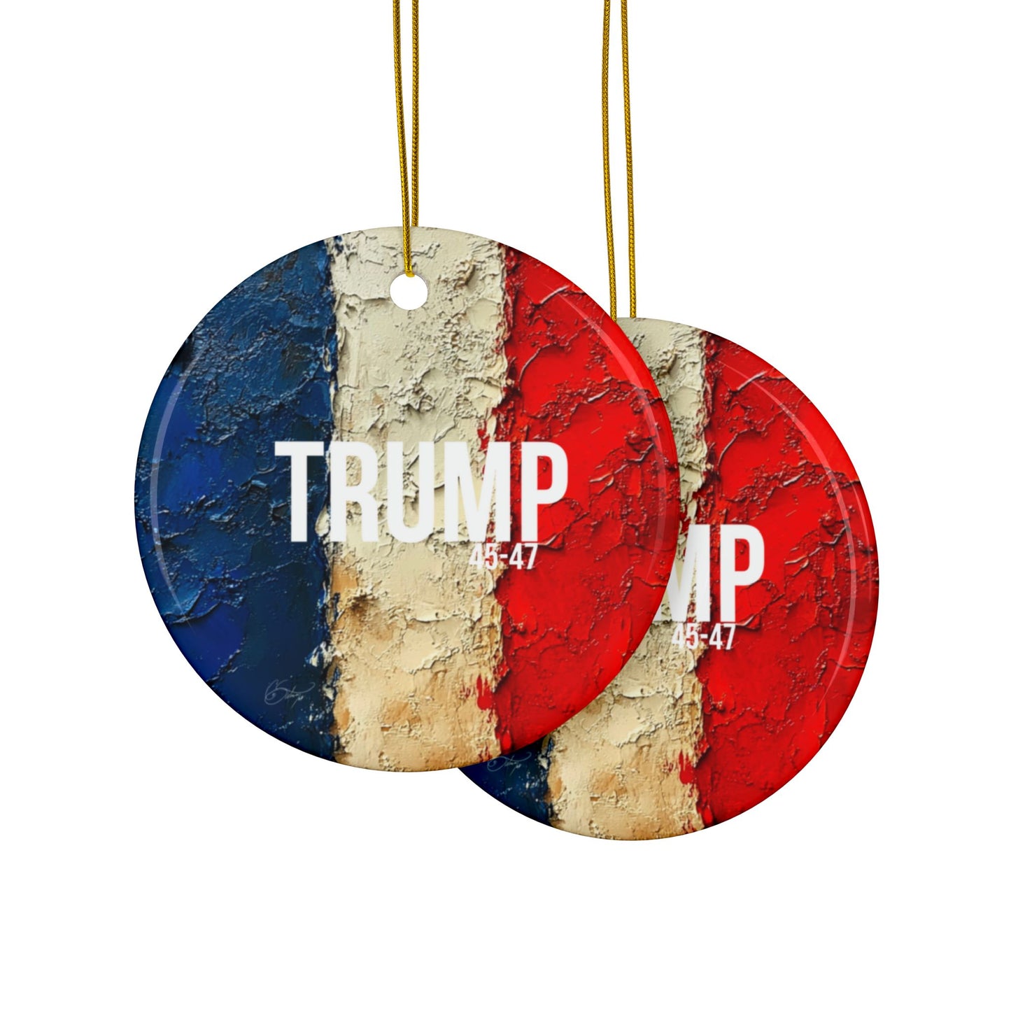 Red white and blue trump print Ceramic Ornaments, 2-Side Print, (1pc, 3pcs, 5pcs, 10pcs)