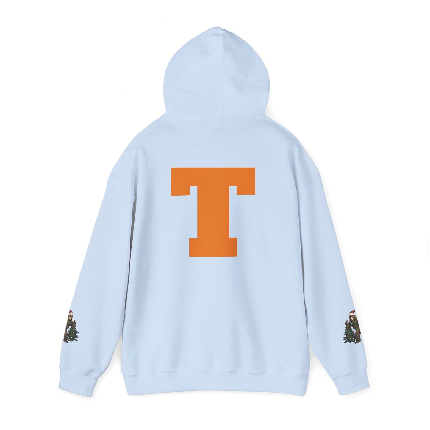 Sasquatch Christmas Hoodie — Holiday Bigfoot Sweater with Tree & Santa Hat