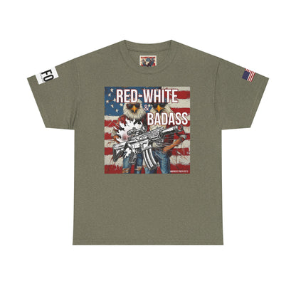 R- patriotic red white and badass trump print, Unisex Heavy Cotton Tee